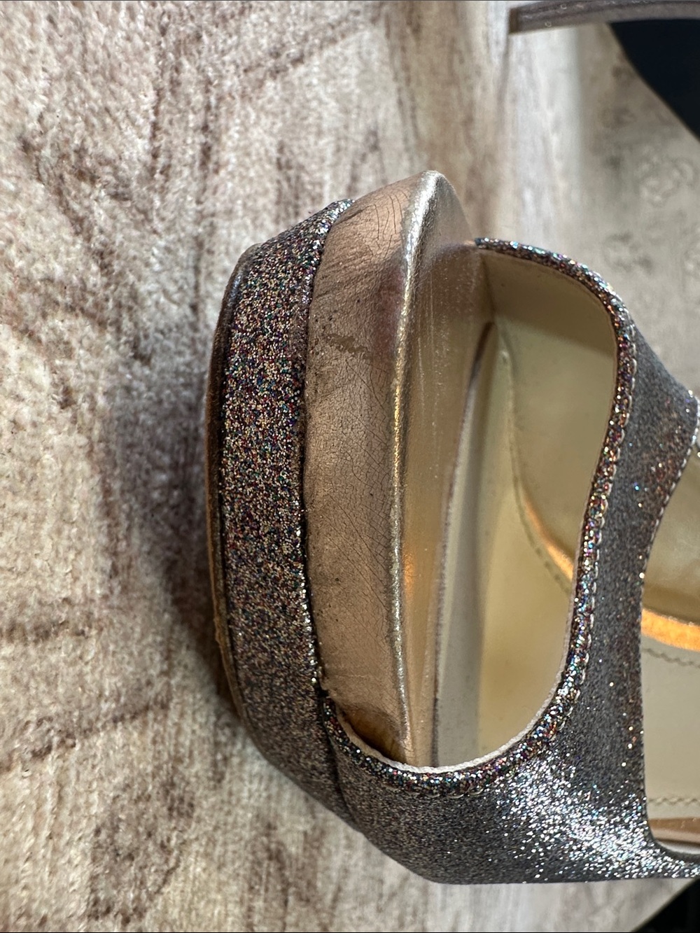 Vera Wang Lavender Peeptoe Glitter Heels - Picture 6 of 10